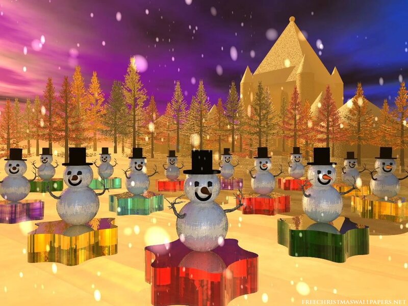 Snowmen in Winter Scene — Purple, Festive