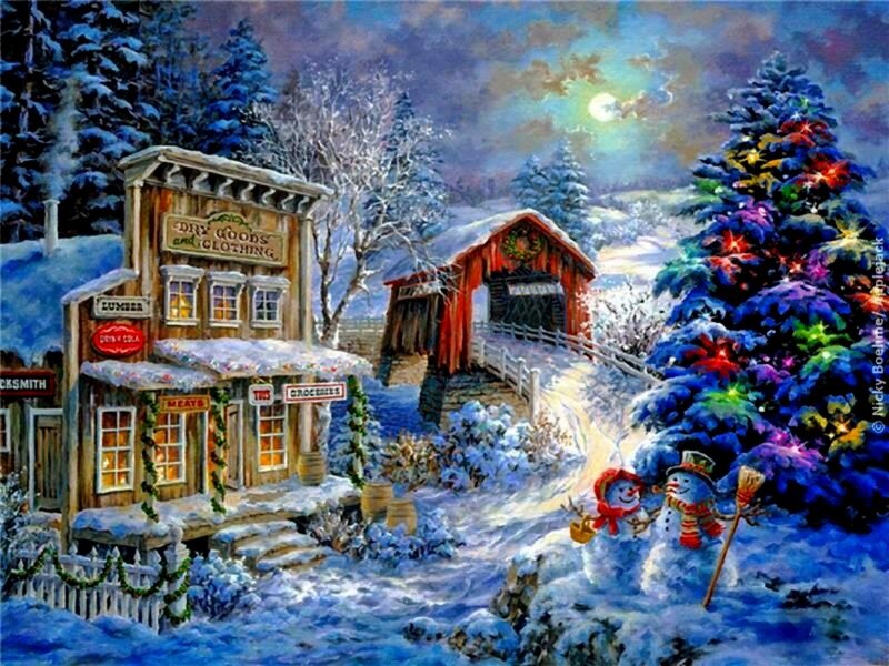 Snowmen in Winter Village