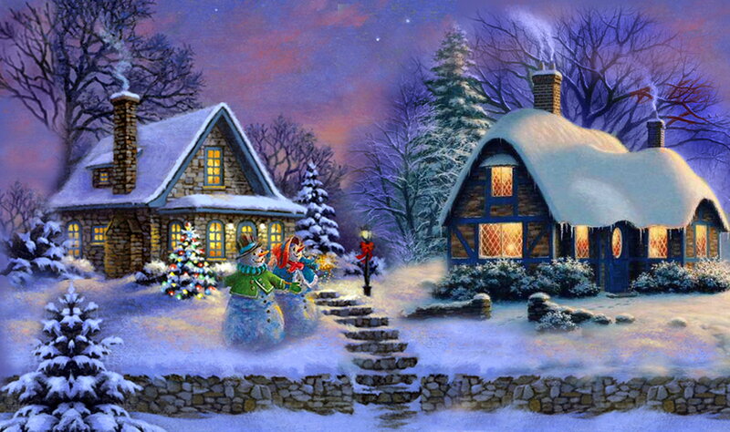 Snowmen in Winter Village — White