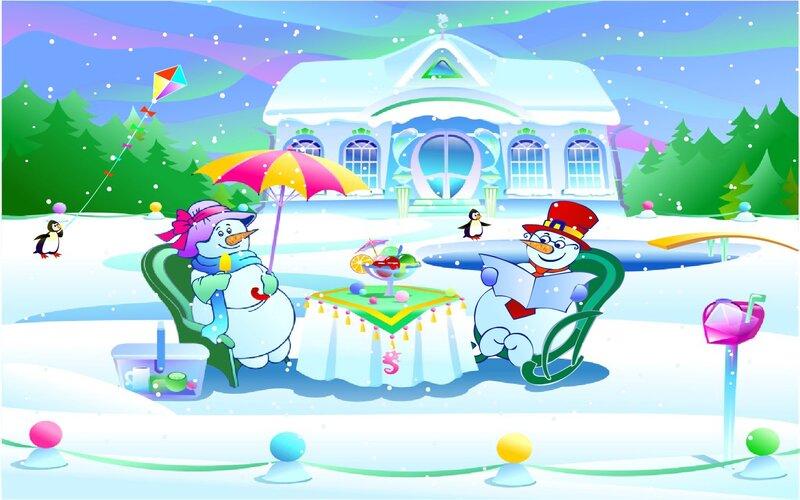 Snowmen in Winter — White, Playful
