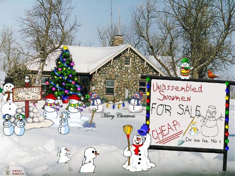 Snowmen in Yard