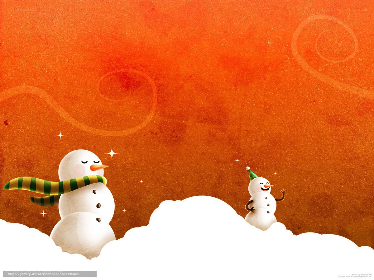 Snowmen on a snowy hill