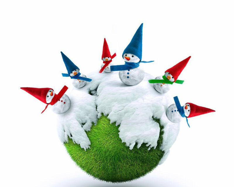 Snowmen on Globe