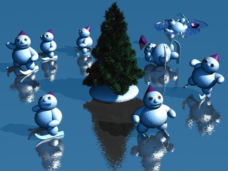 Snowmen on ice skates