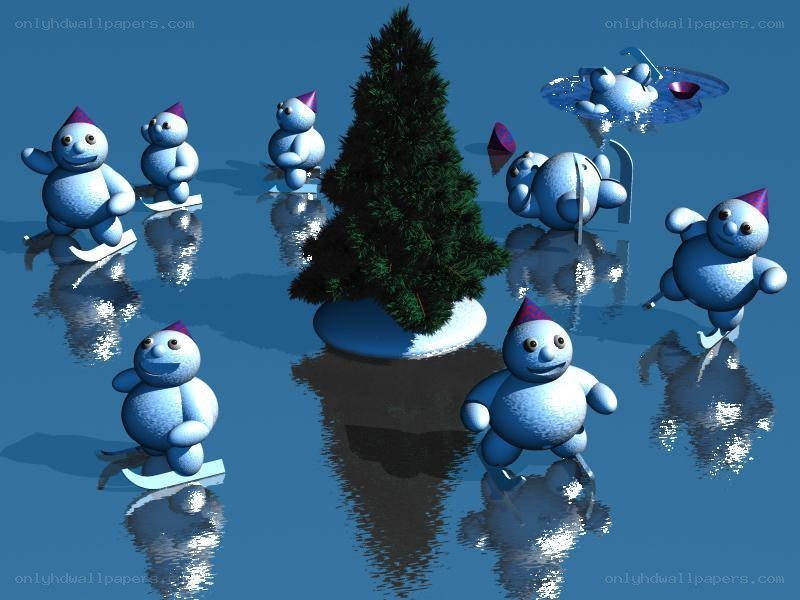 Snowmen on ice skates