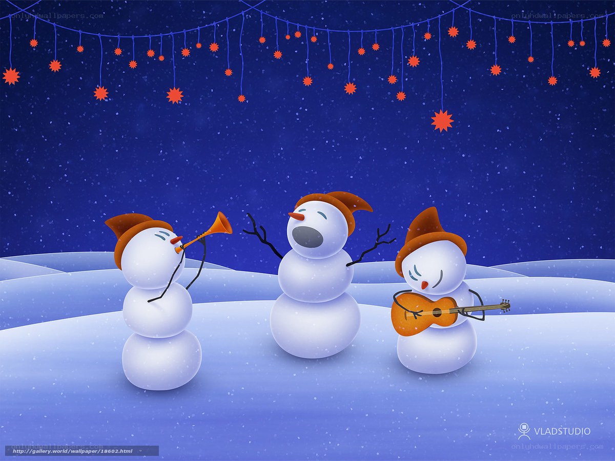 Snowmen playing music