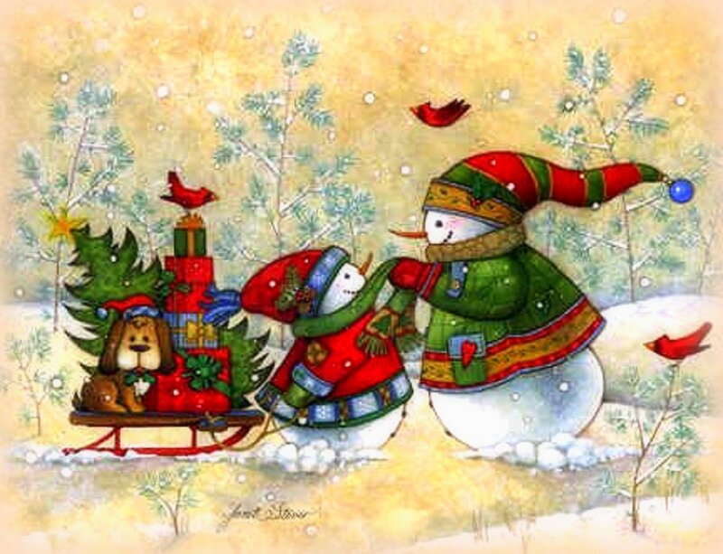 Snowmen Pulling Sled