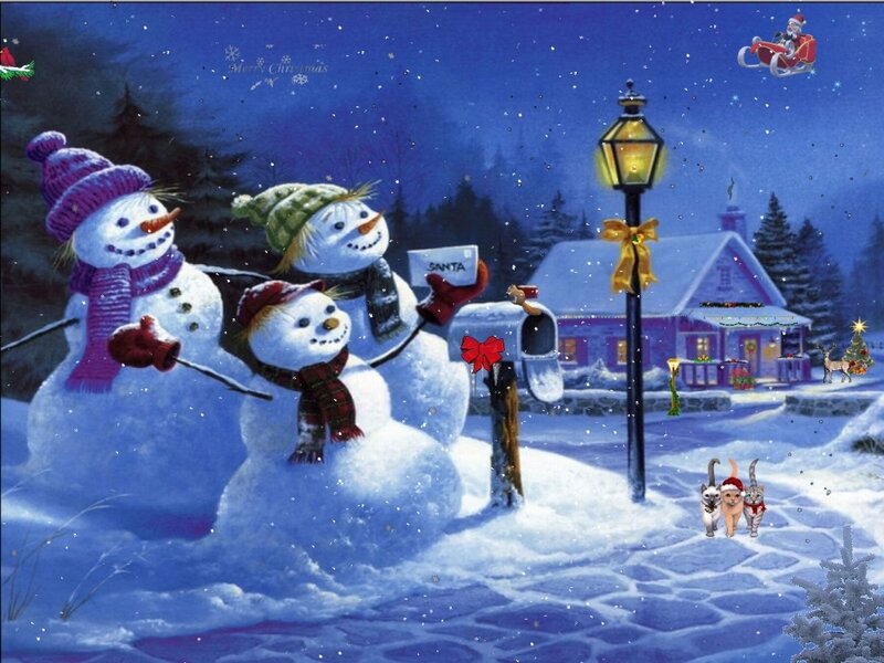 Snowmen sending a letter to Santa