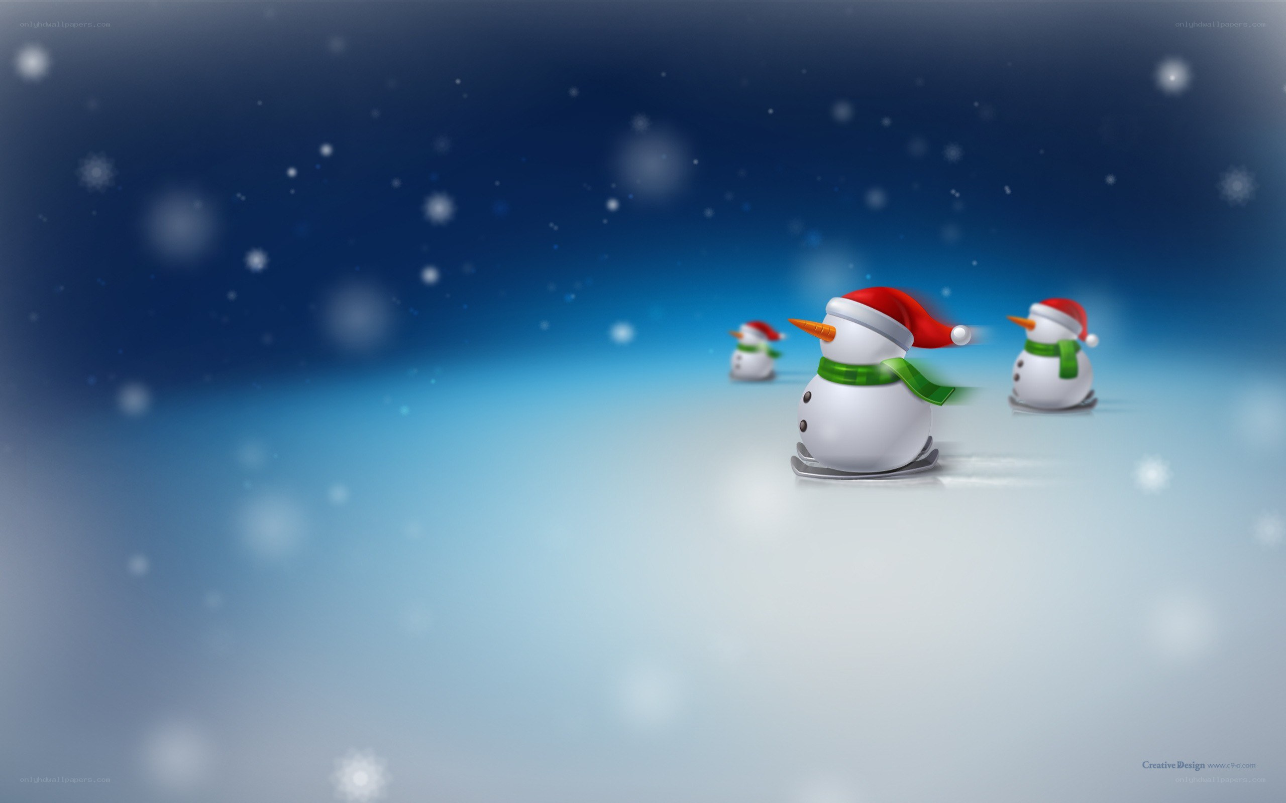 snowmen skating in snow