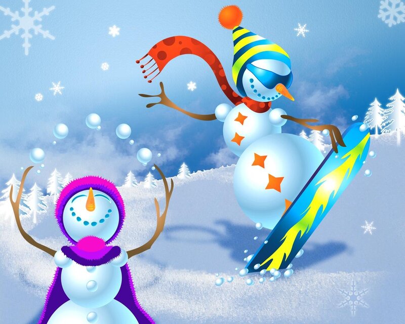 Snowmen Snowboarding