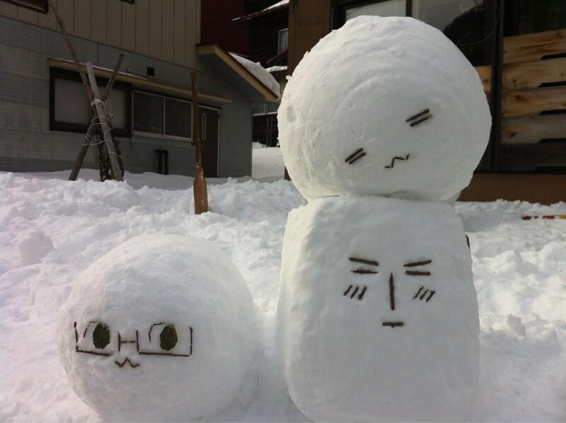 Snowmen with cartoon faces
