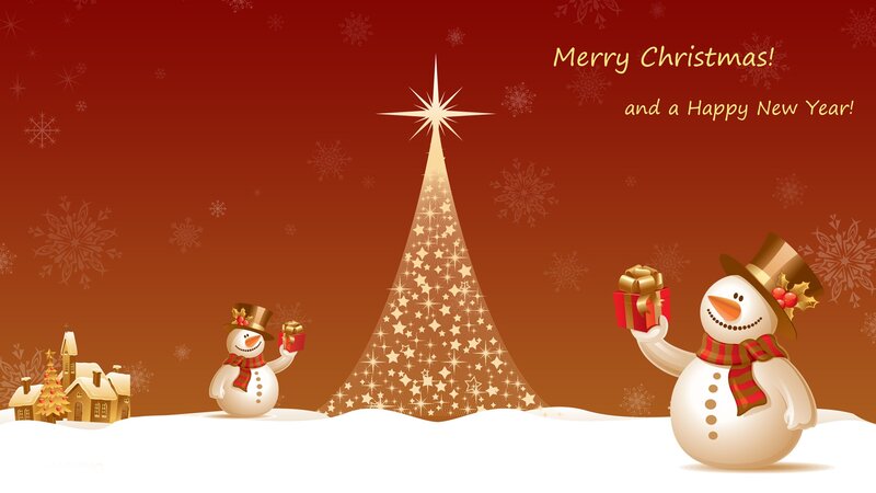 Snowmen with Gifts — Red, Festive