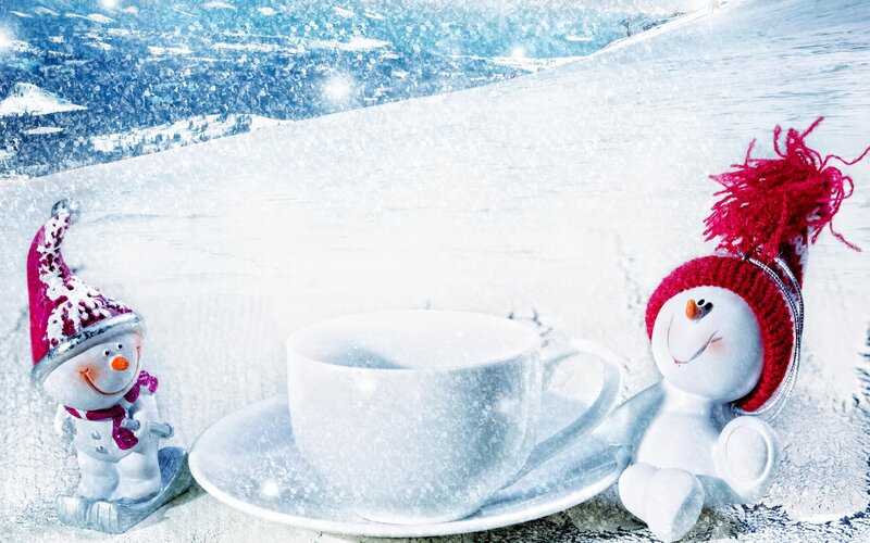 Snowmen with Teacup