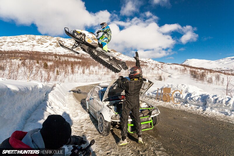Snowmobile in Mid-air