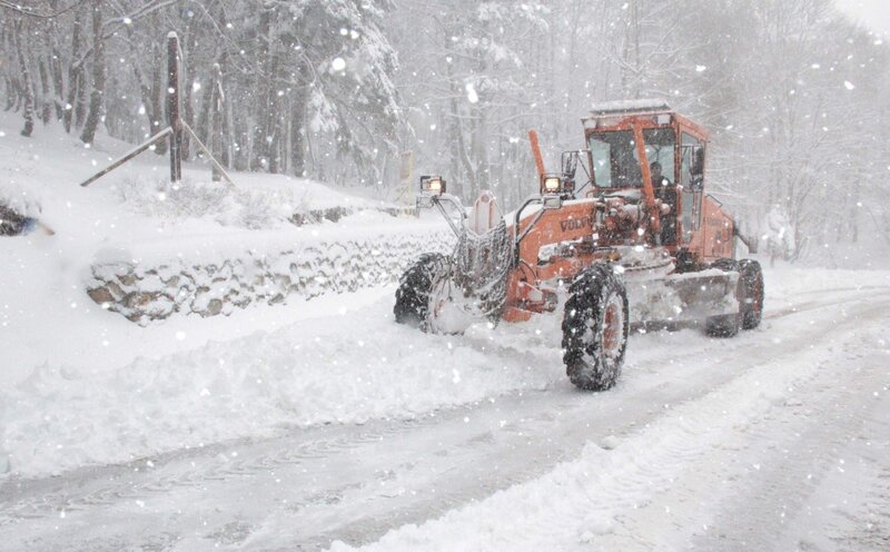Snowplow on Road — White