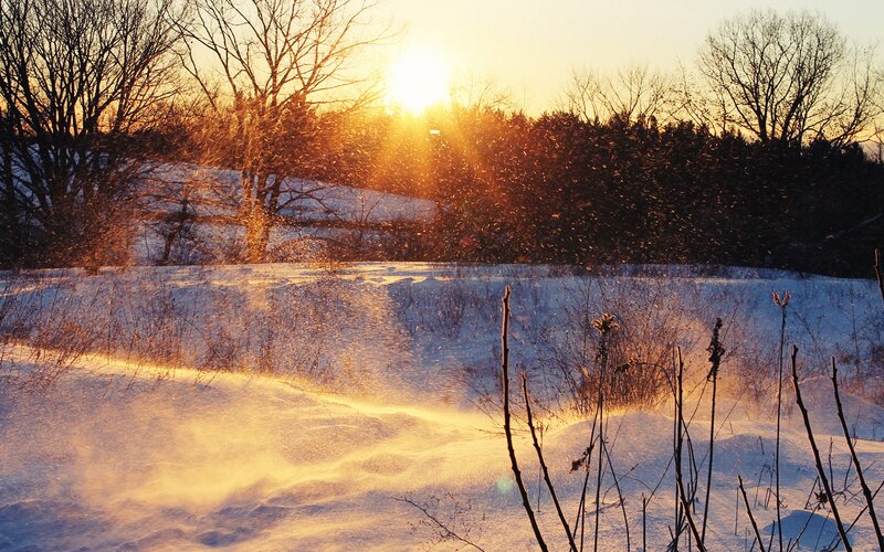 Snowstorm at Sunset