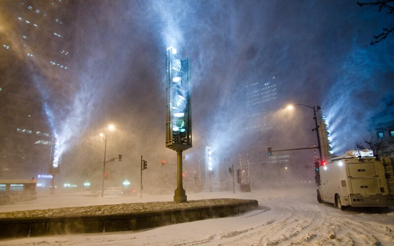 Snowstorm in City — Blue
