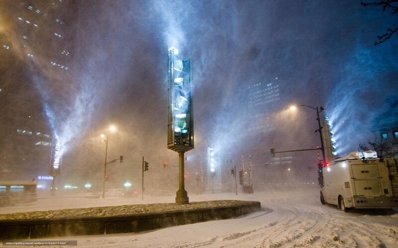 Snowstorm in City — White