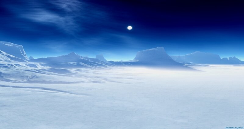 snowy alien landscape