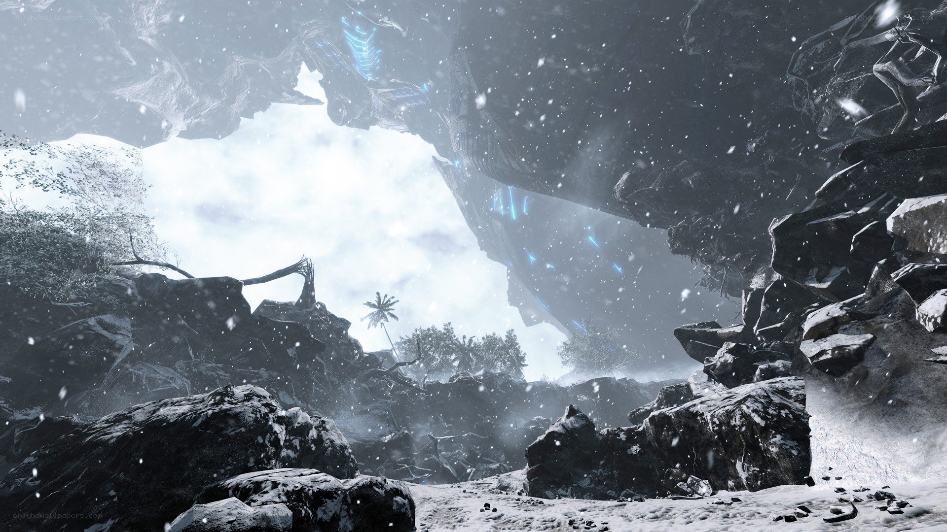 snowy alien landscape