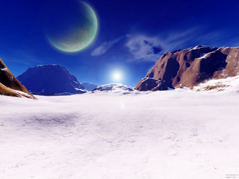 Snowy Alien Landscape — Blue, Serene, Day