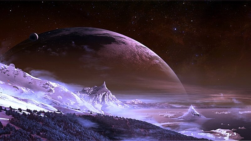 Snowy Alien Landscape — Purple