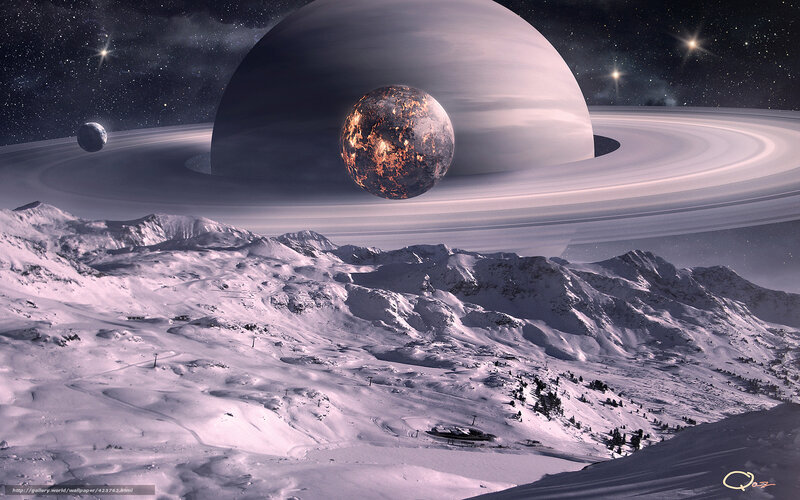 Snowy Alien Landscape — White, Dramatic