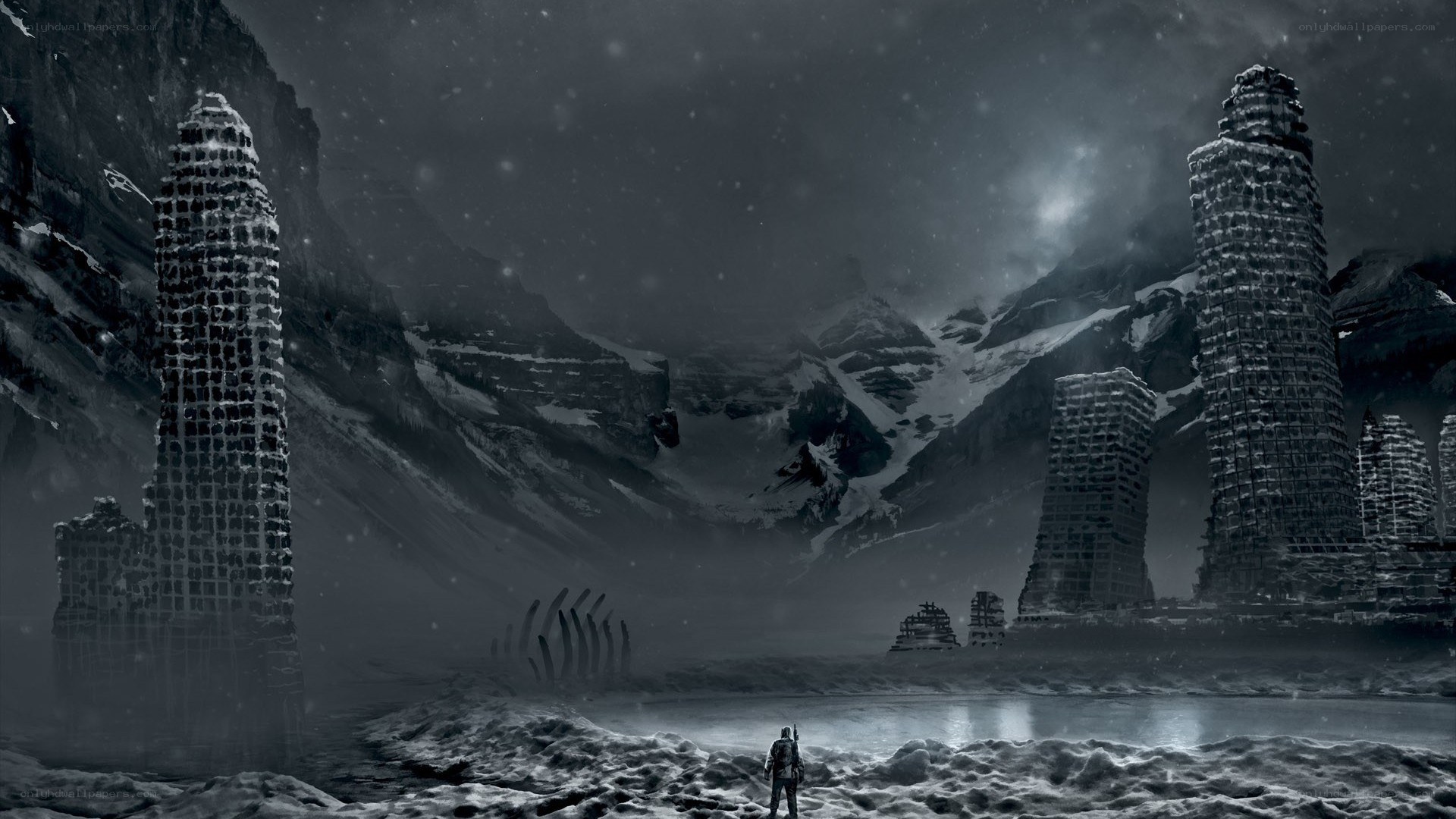 snowy alien ruins
