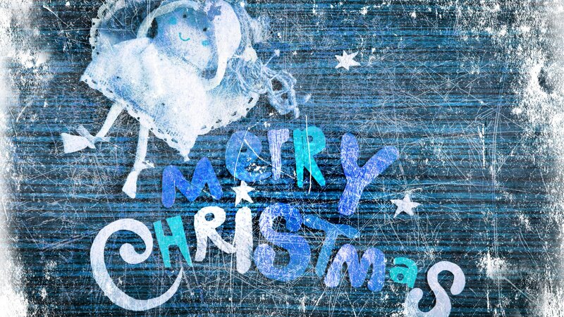 Snowy Angel Figure — Blue