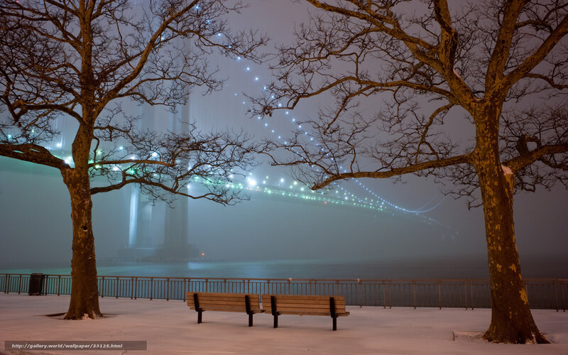 Snowy Bridge at Night