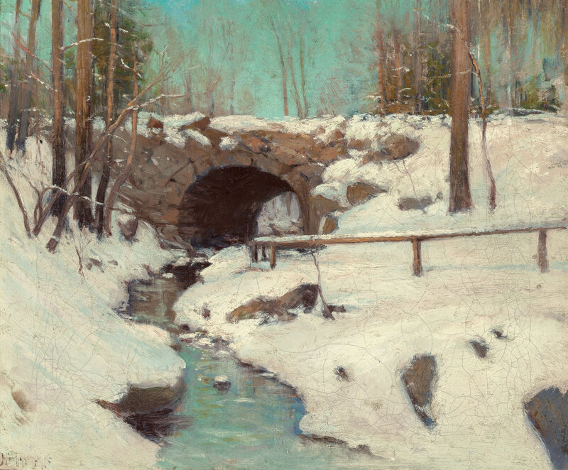 Snowy Bridge in Forest — White