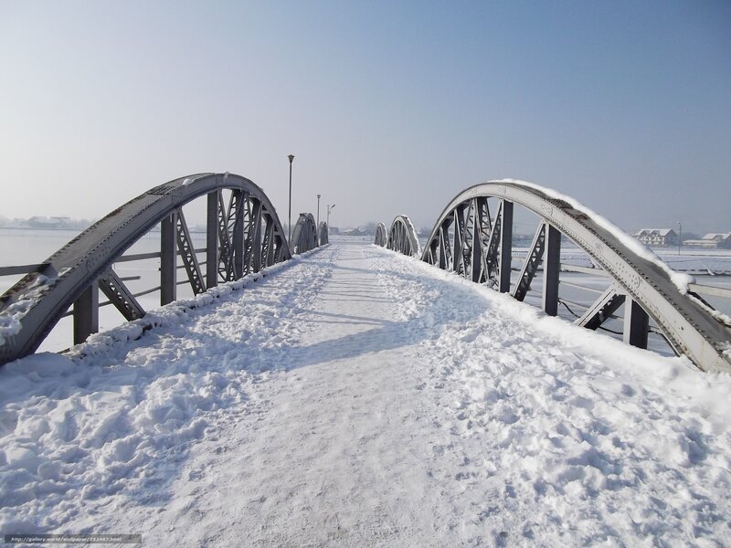 Snowy bridge in winter