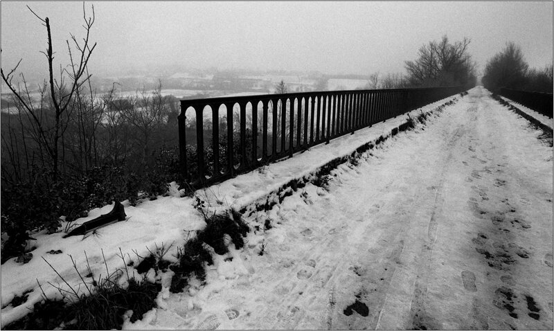 Snowy bridge path