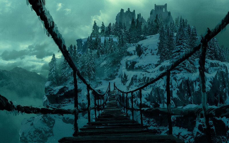 Snowy Bridge to Castle