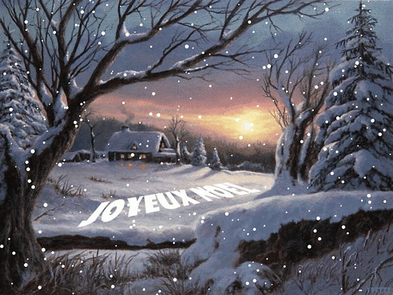 Snowy Cabin at Dusk — White, Serene