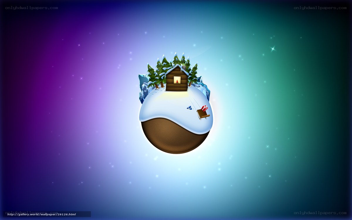 snowy cabin on a planet