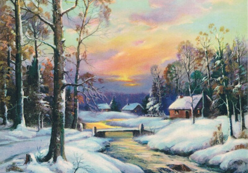 Snowy Cabin Village — White, Serene