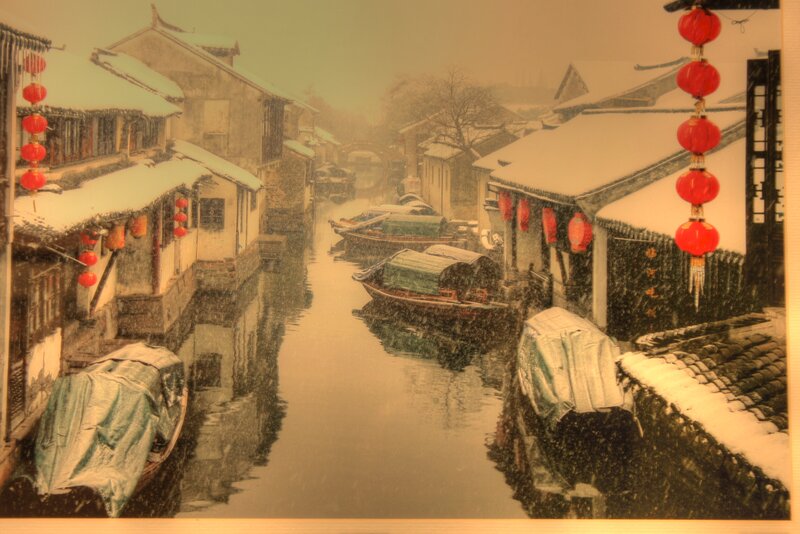 Snowy Canal Village — White