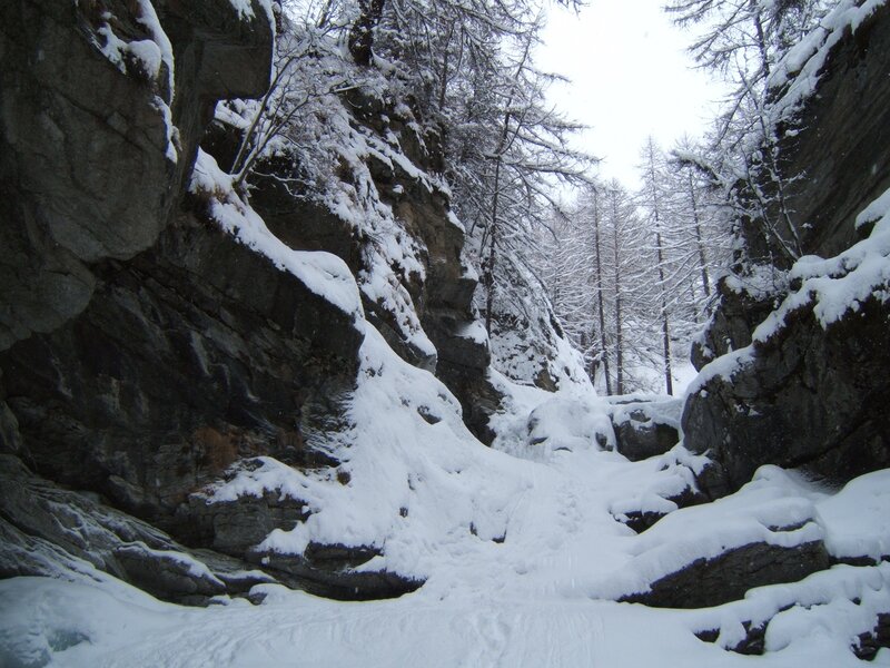 Snowy canyon in winter