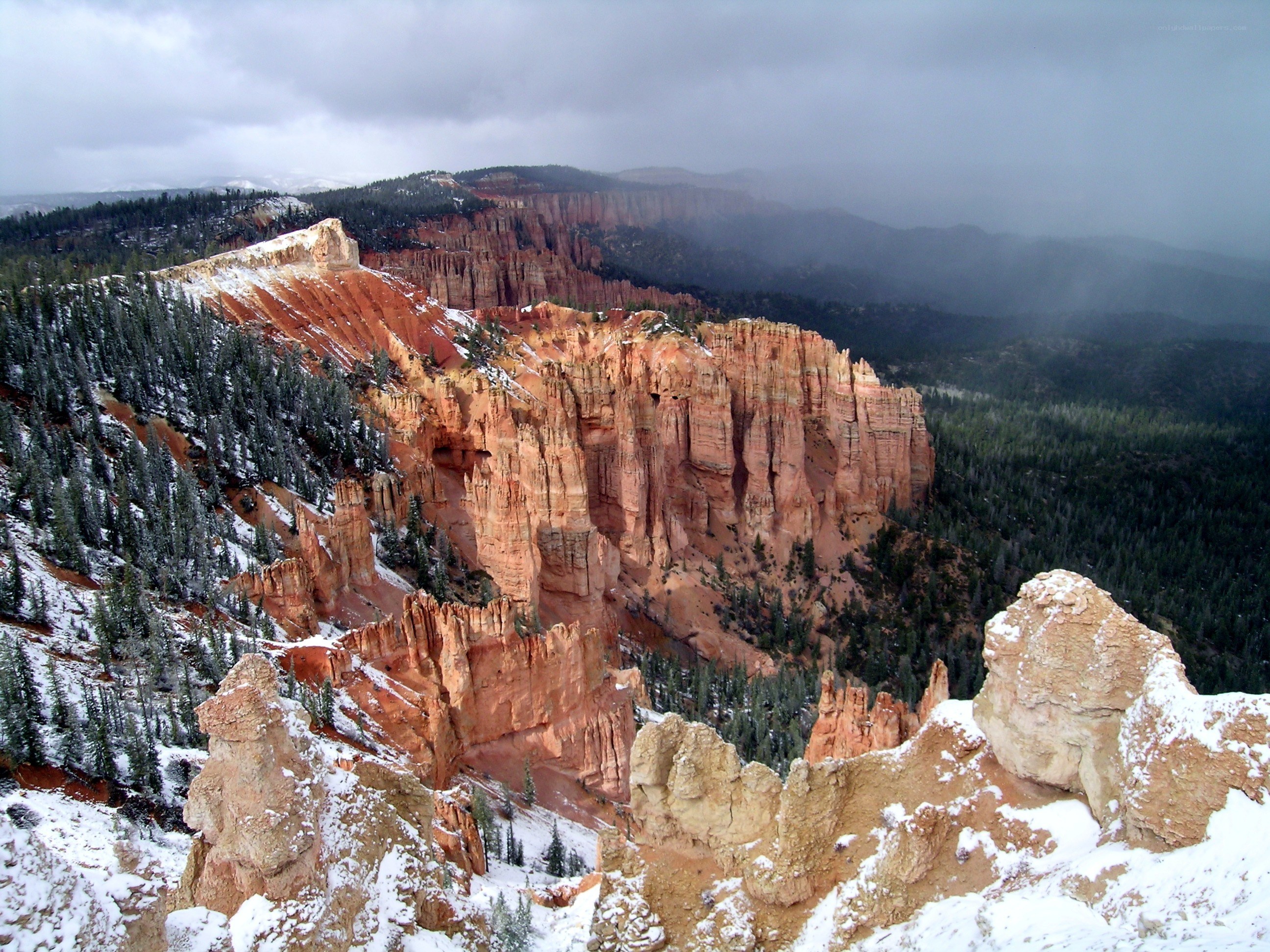 Snowy canyon landscape