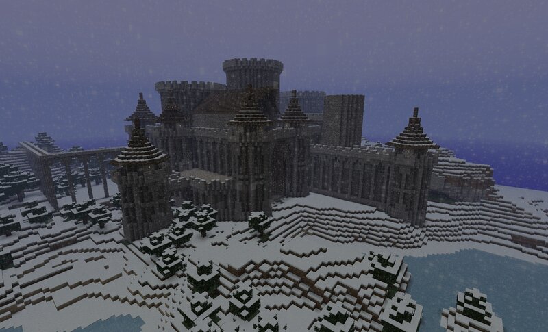 snowy castle in minecraft