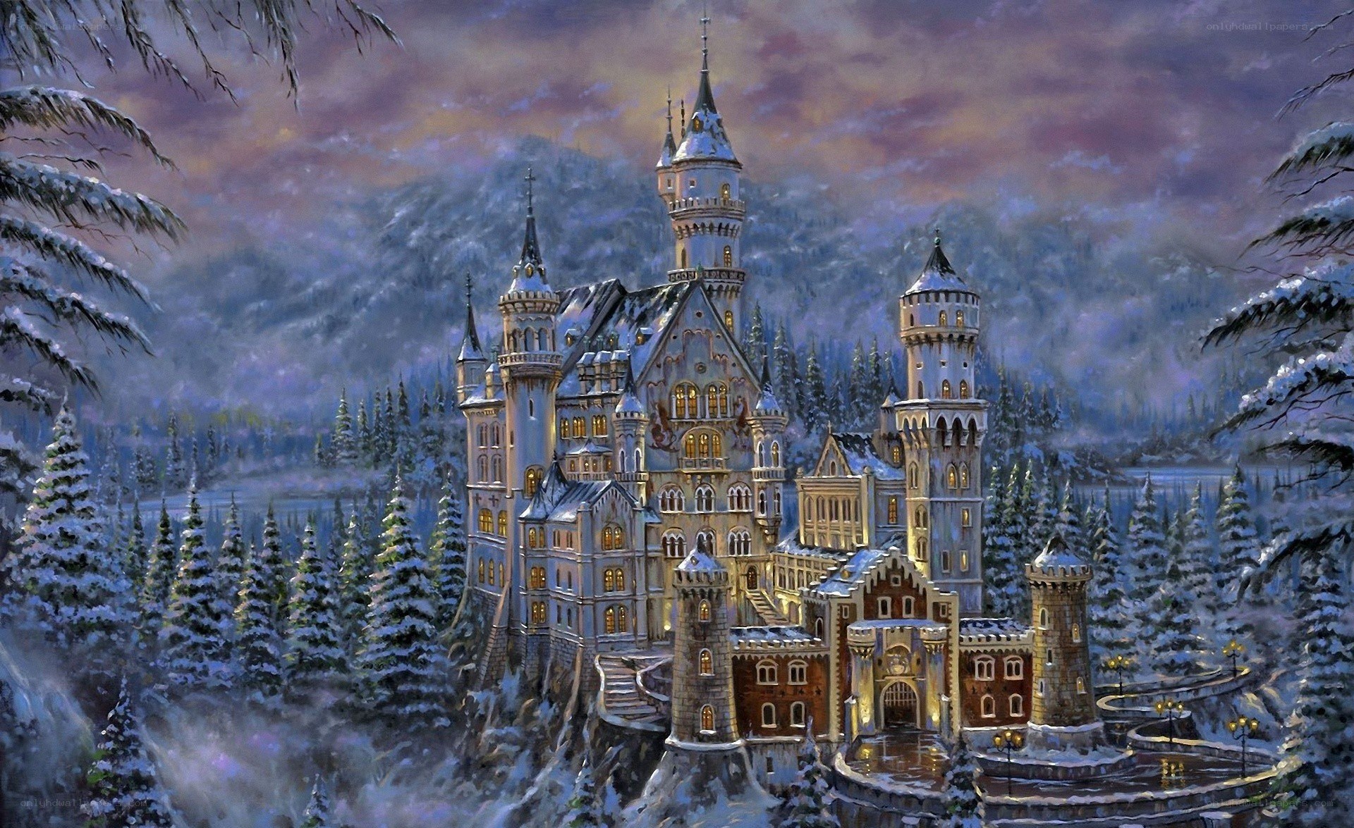 Snowy castle in winter