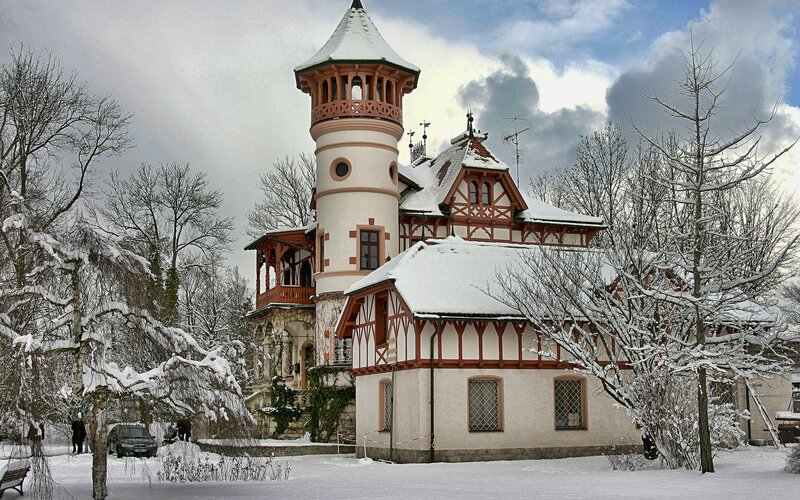 Snowy castle in winter
