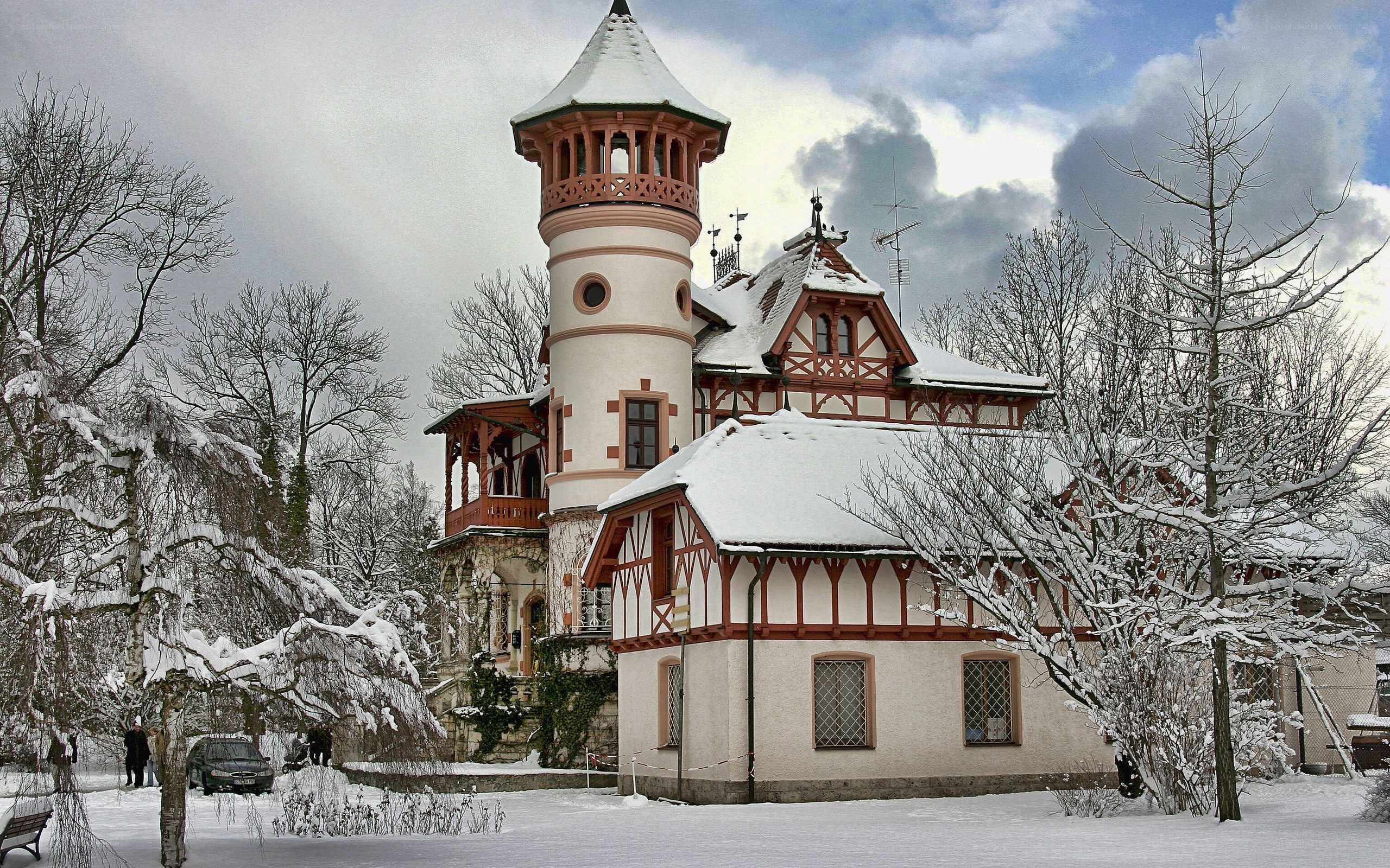 Snowy castle in winter