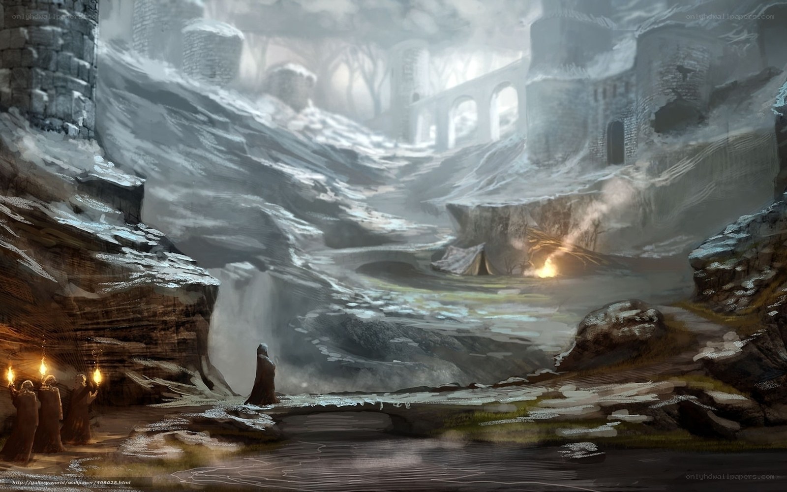 snowy castle ruins