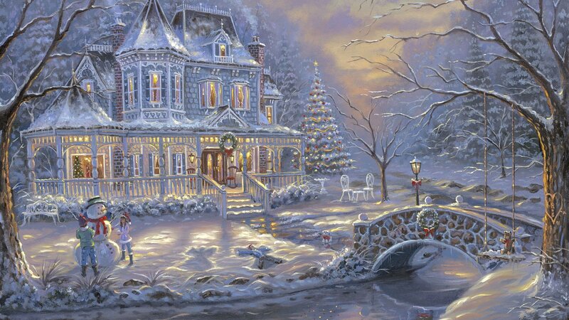 Snowy Christmas Eve at a Victorian Home
