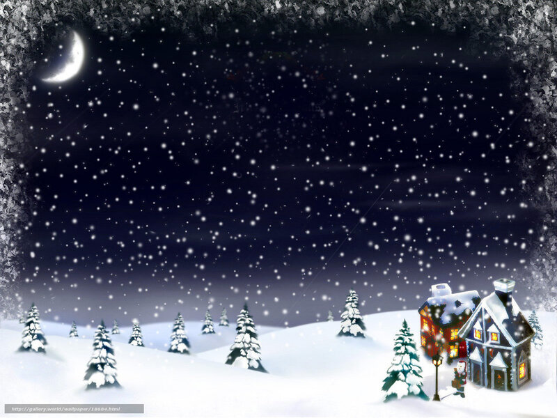 Snowy Christmas night scene