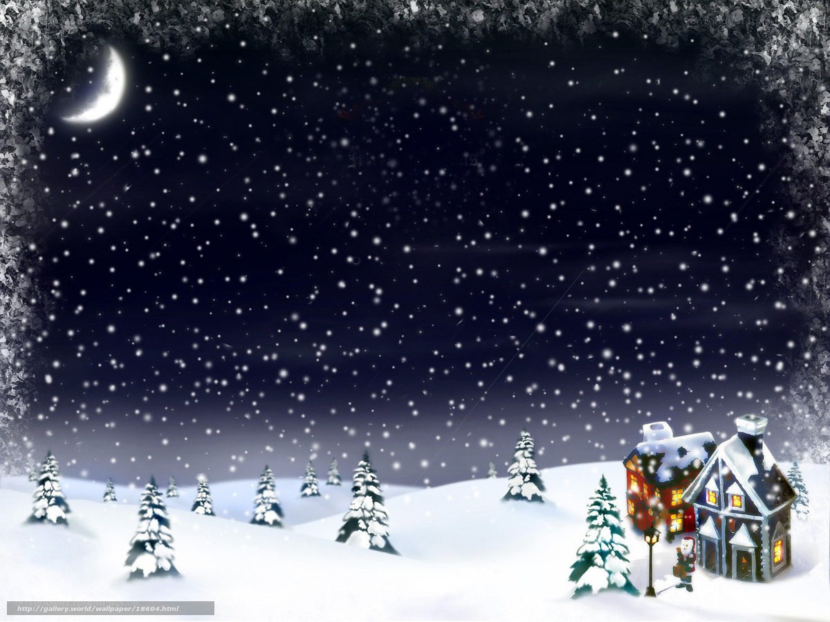 Snowy Christmas night scene
