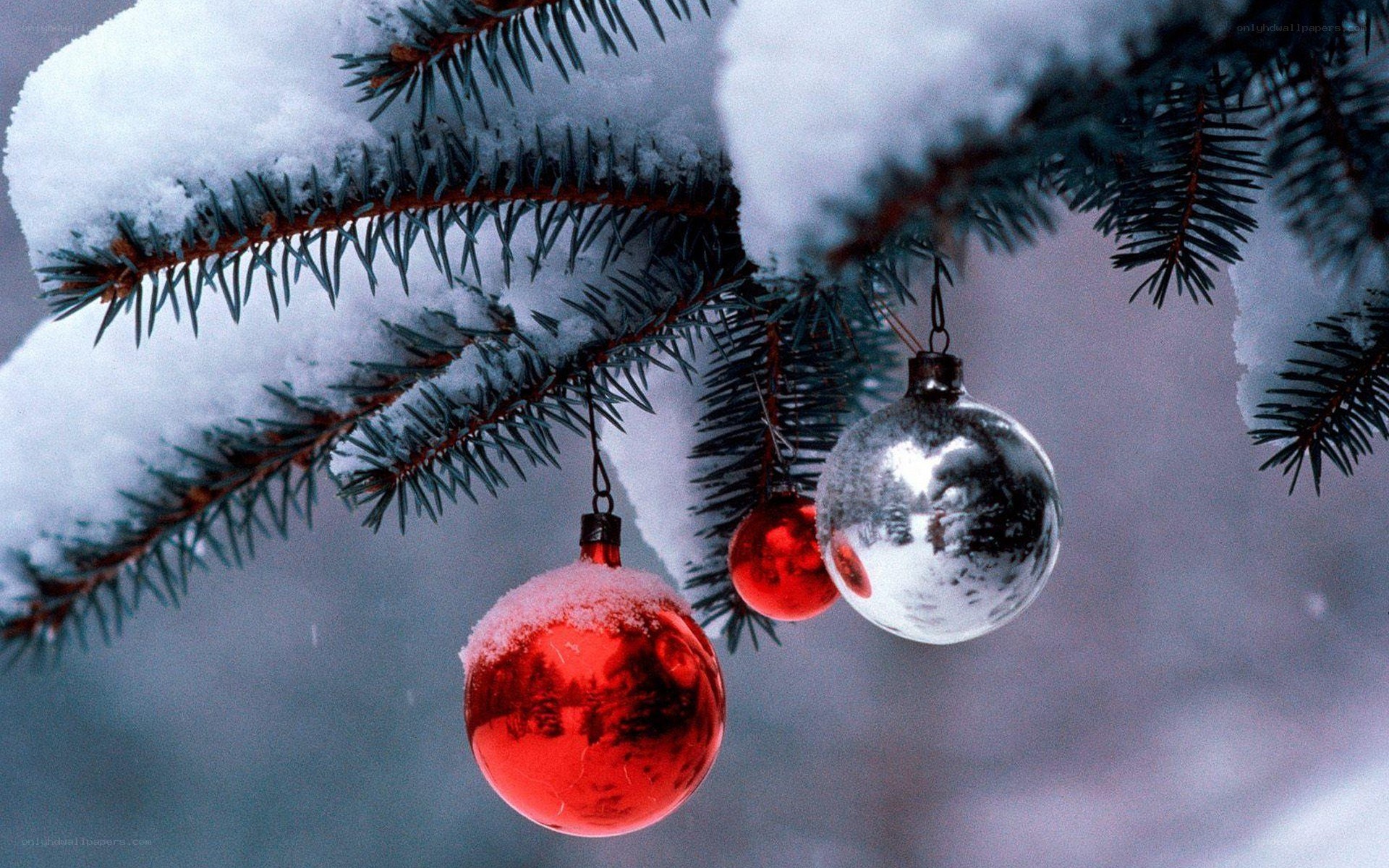 Snowy Christmas ornaments