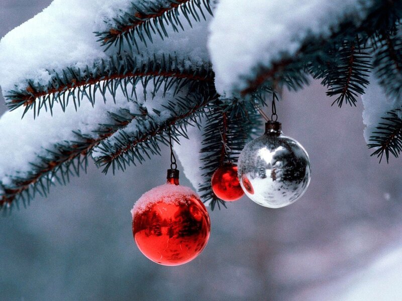 Snowy Christmas ornaments